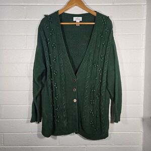 Vtg Bobble Cardigan Sweater 24 Plus Ramie Cotton Bobble Knit Pattys‎ Day Cottage